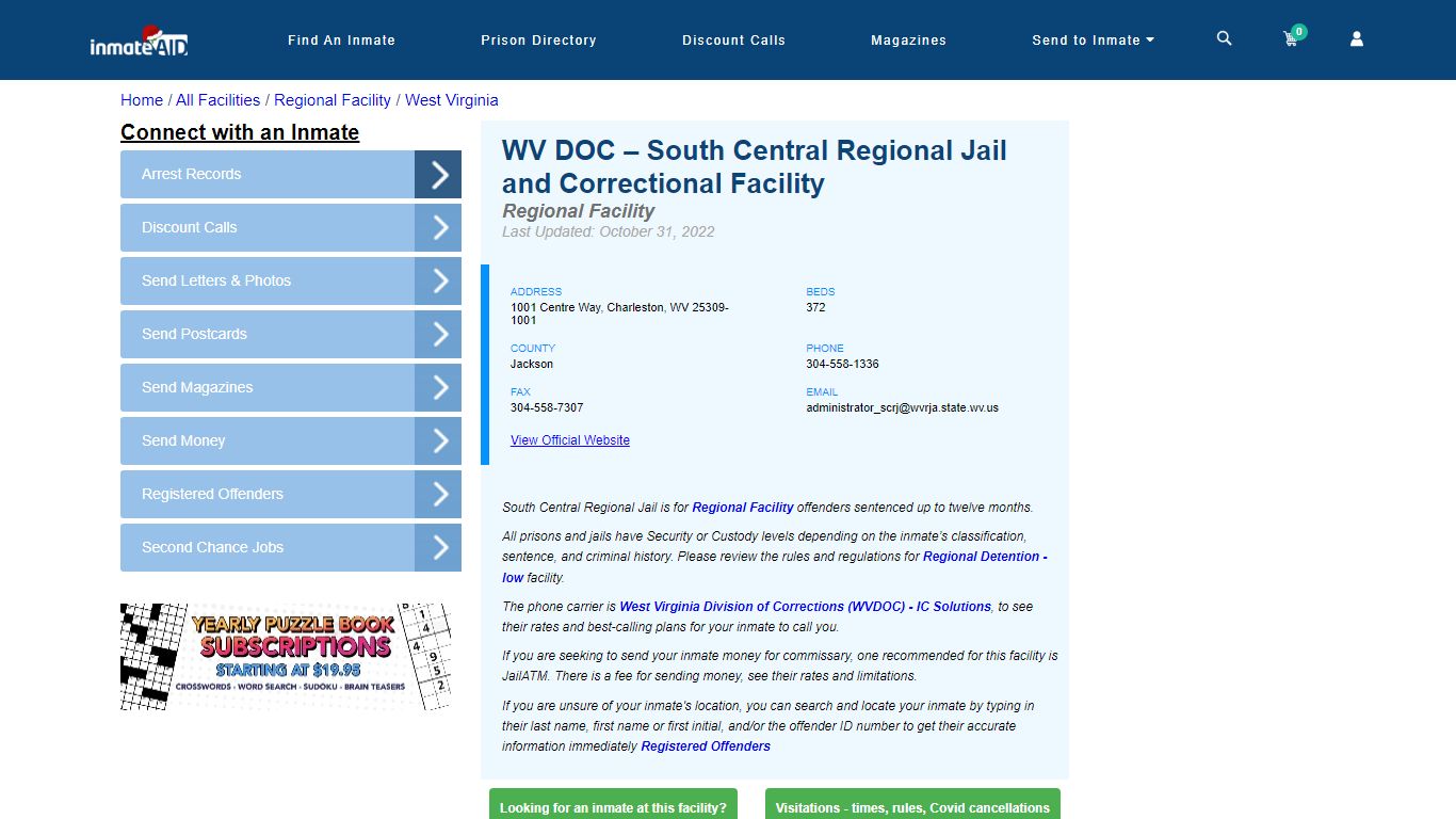WV DOC – South Central Regional Jail and Correctional Facility